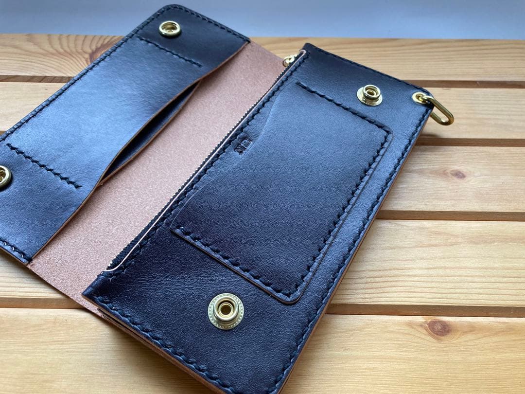 姫路レザー　ロングトラッカーウォレット　手縫い