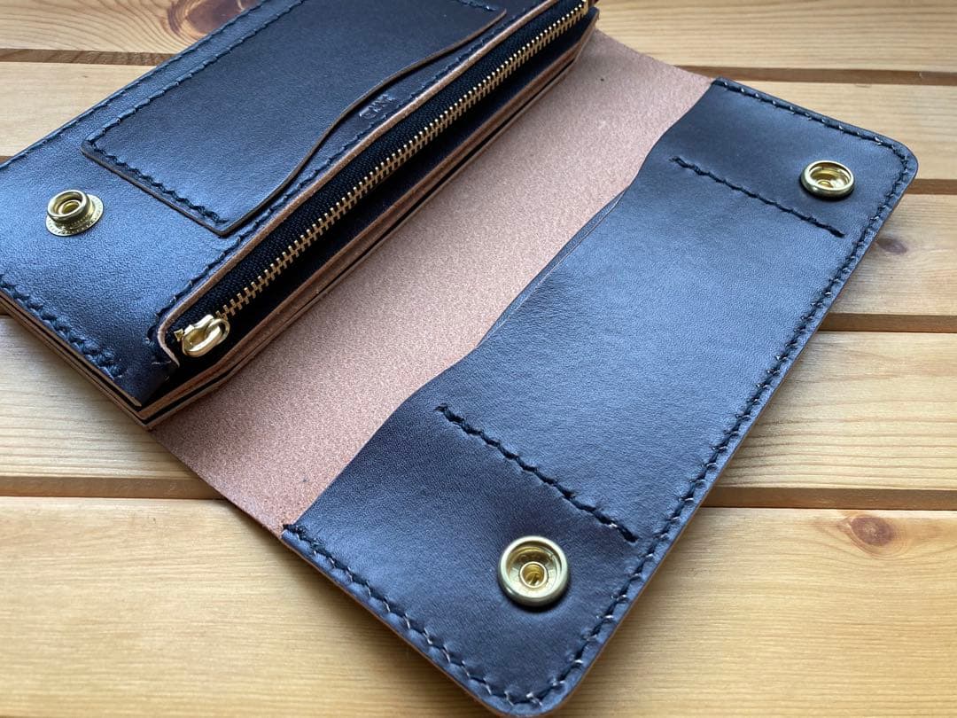 姫路レザー　ロングトラッカーウォレット　手縫い