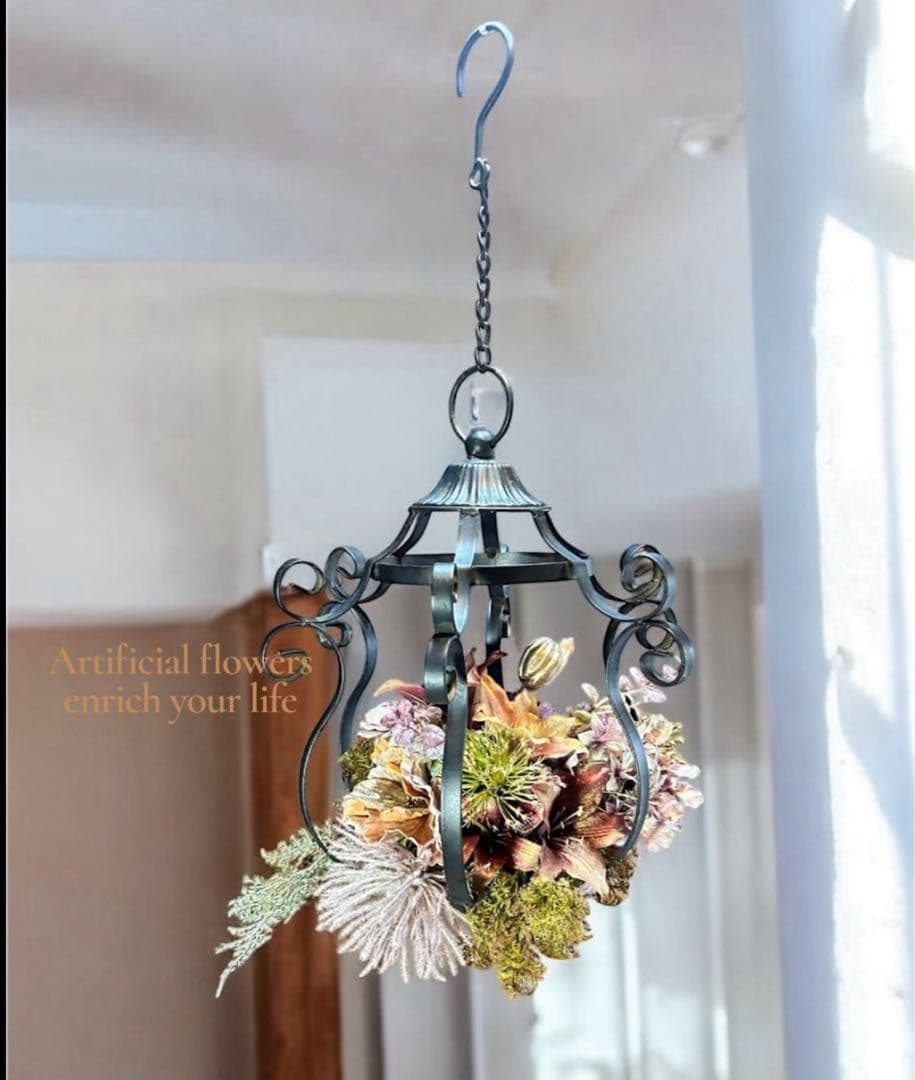 光触媒　観葉植物　ウォールグリーン　フェイクグリーン　ハンギングホルダーアレンジ