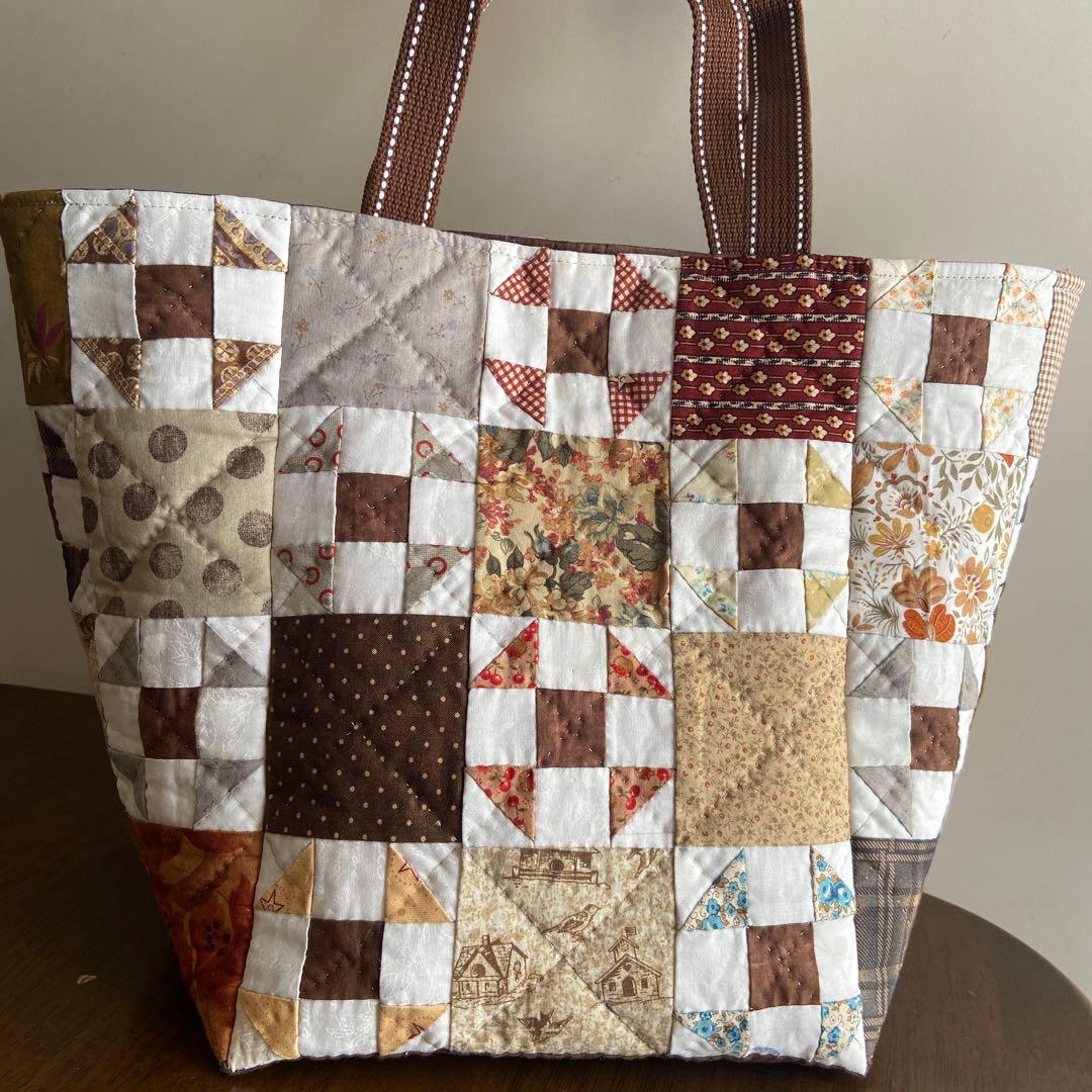 パッチワークバッグ　茶系