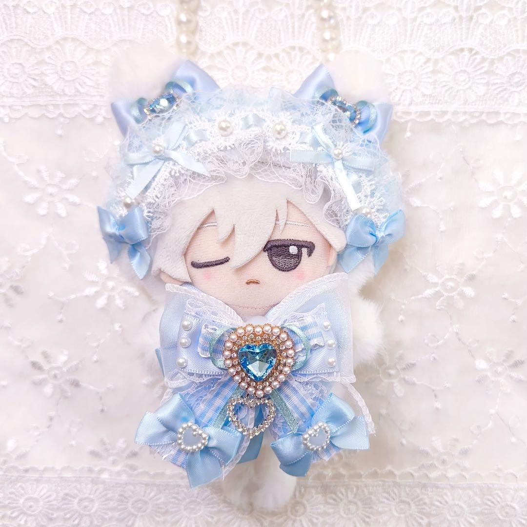いつぬい　ぬい服　水色　ねこ　白　あんスタ　ロリータ　ちびぐるみ