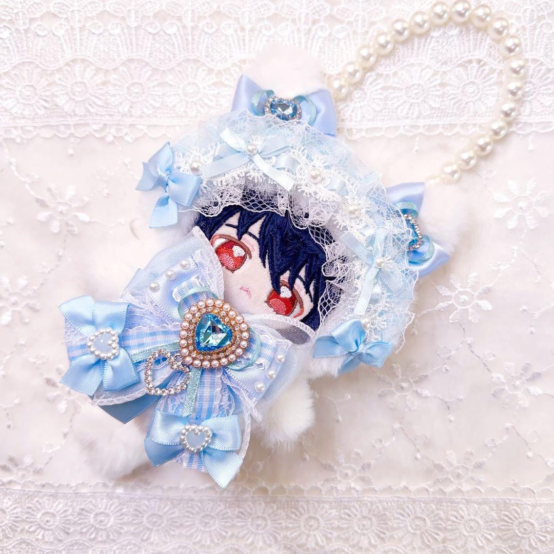 いつぬい　ぬい服　水色　ねこ　白　あんスタ　ロリータ　ちびぐるみ