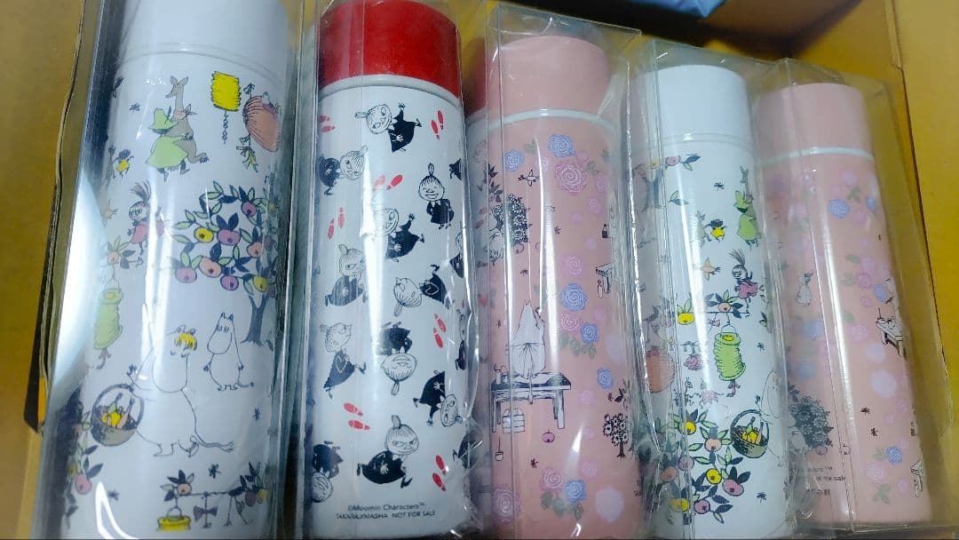 リンネル　セブン限定ムーミンステンレスボトル5セット&オマケ保冷ボトルバッグ１個