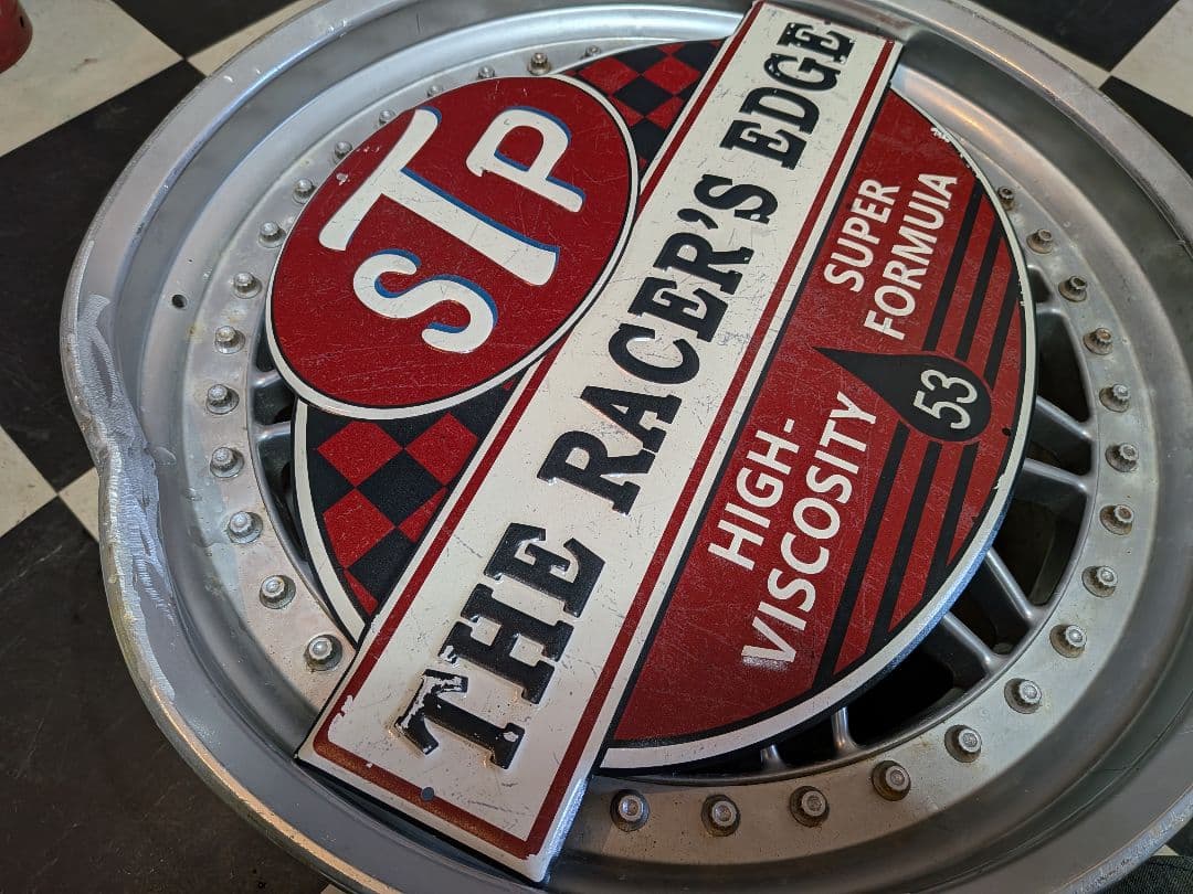 ガレージ雑貨 STP サインボード レーシングホイール オブジェ ベース雑貨