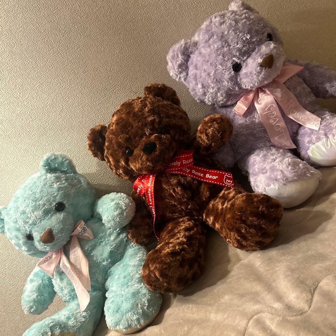 カラフルなクマのぬいぐるみ3体セット