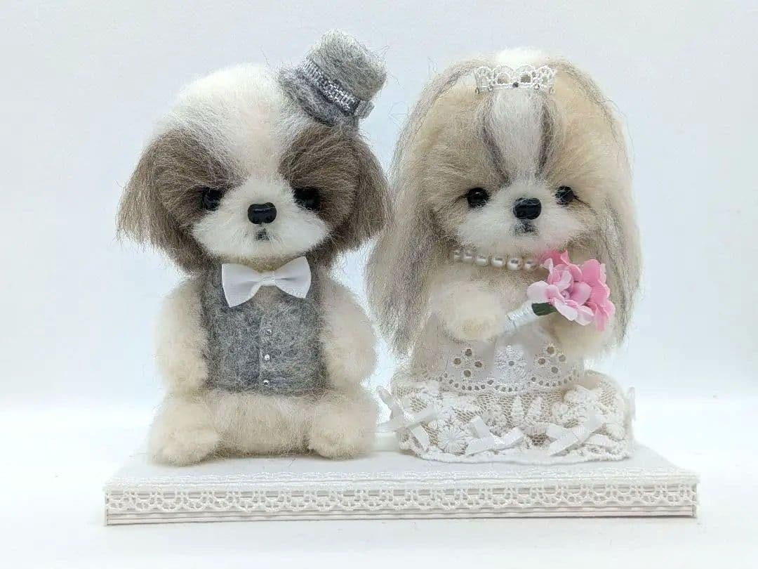 ♡すもも♡ページ 羊毛フェルト シーズー 6月作品 ウエディング