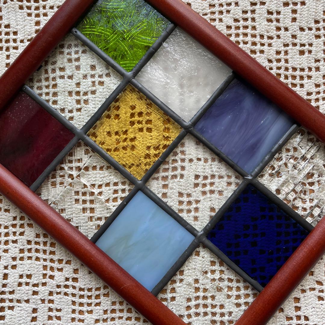 ステンドグラス　パネル　大正ロマン　クラシカル　格子戸