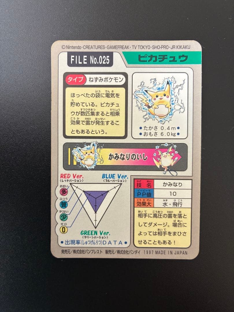 ポケモンカードダス　ポケットモンスター ピカチュウ FILE No.025