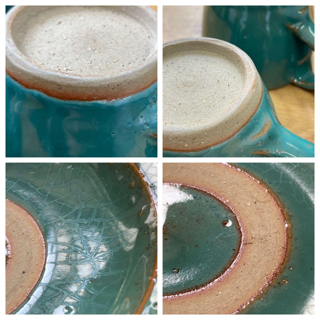 値下！牛ノ戸焼　鳥取民藝　中井窯　中井焼　染め分け　カップ&ソーサー　6客セット