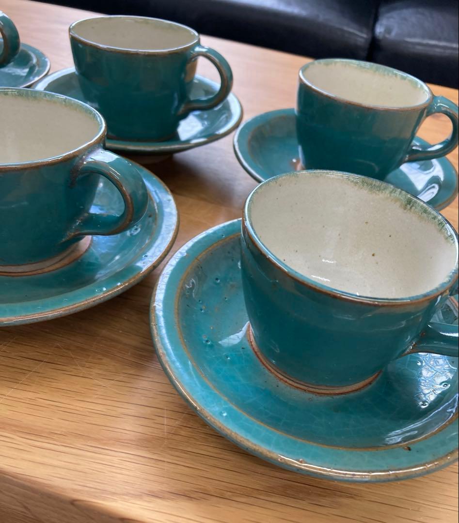 値下！牛ノ戸焼　鳥取民藝　中井窯　中井焼　染め分け　カップ&ソーサー　6客セット