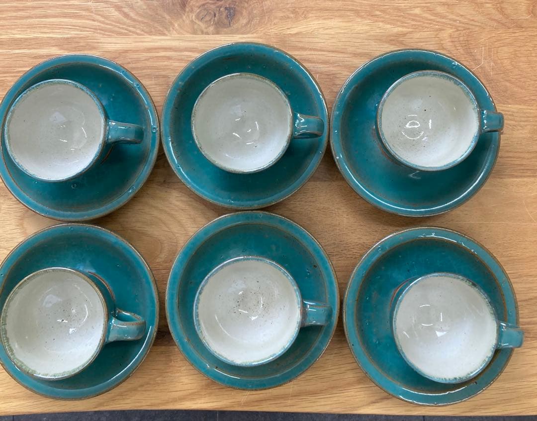 値下！牛ノ戸焼　鳥取民藝　中井窯　中井焼　染め分け　カップ&ソーサー　6客セット