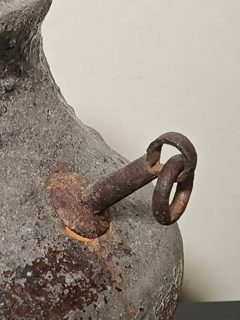 古格溢れる古常滑掛花生け壺　室町時代　花呼ぶ器　古美術