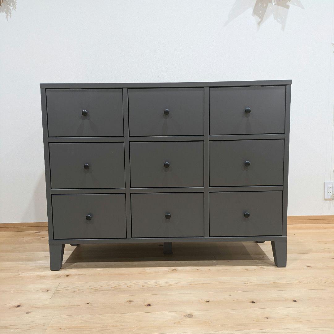 IKEA BRYGGJA ブリュッグヤ　チェスト　グレー　収納棚　リビング