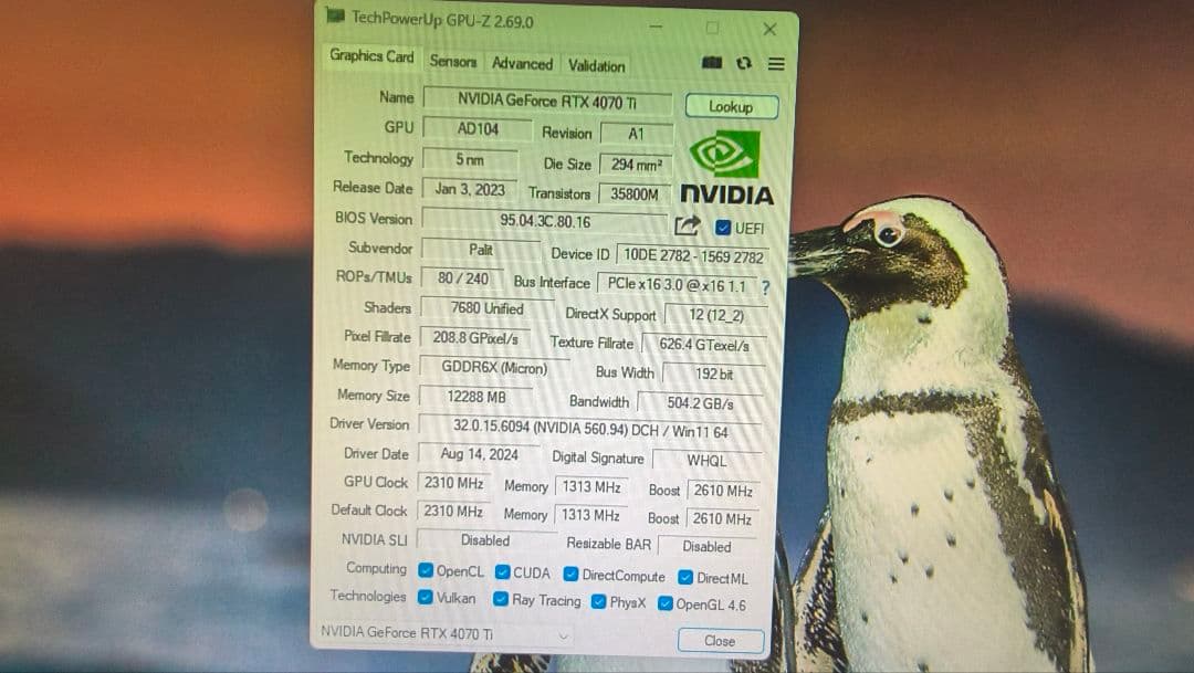 ジャンク PALIT RTX 4070Ti 12G 動作確認済み