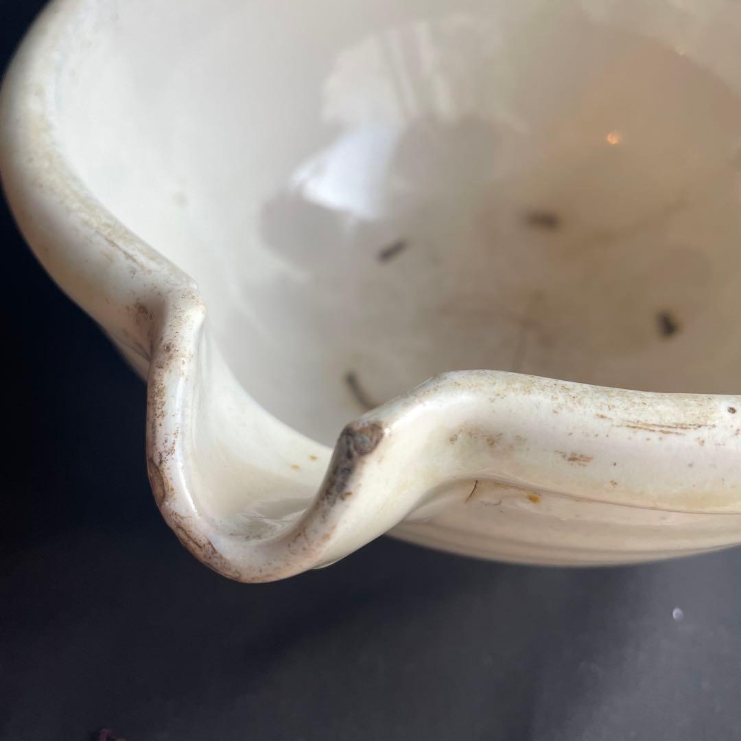 希少　平清水焼　白磁　片口　鉢　骨董　時代物　民芸