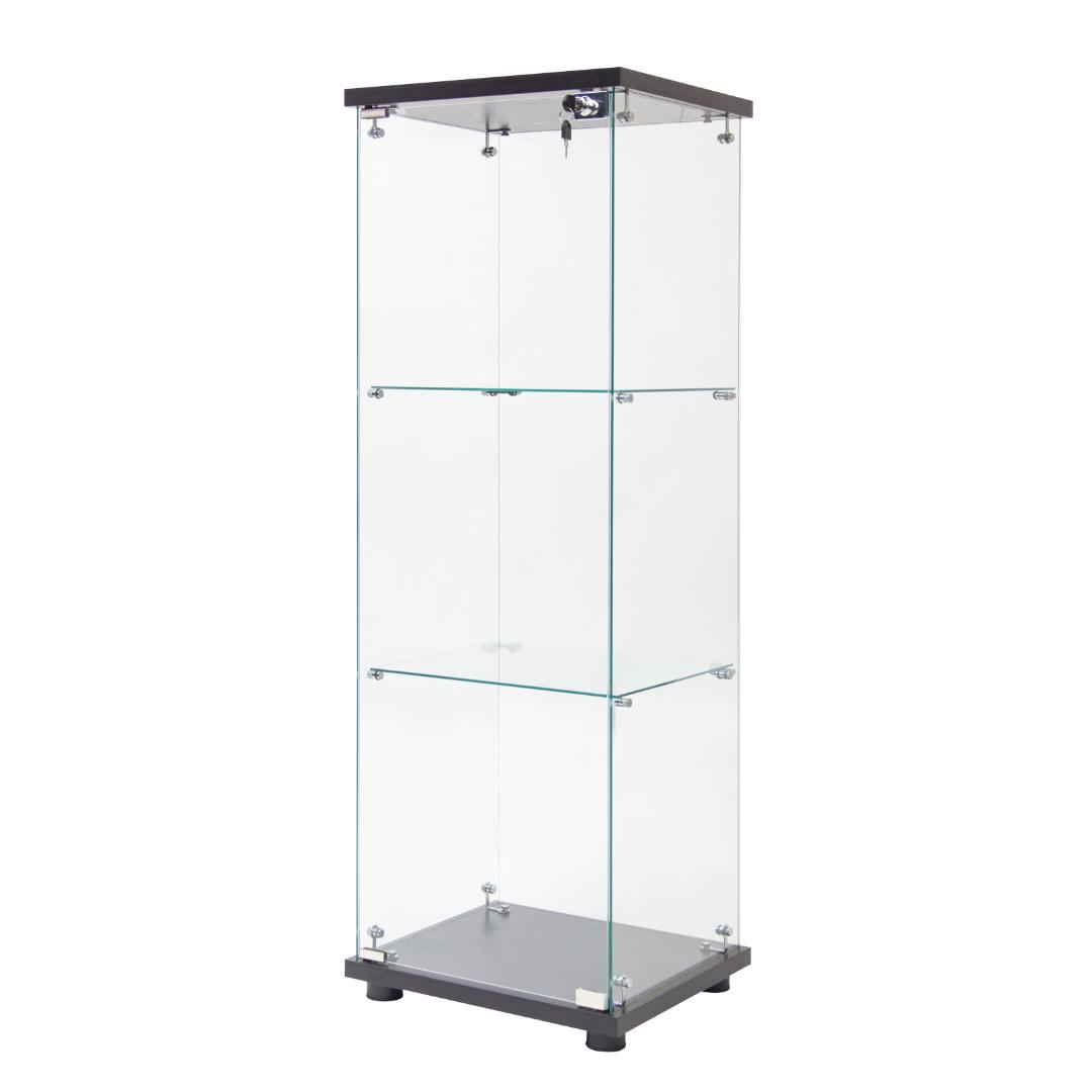 ヒロ【新品】コレクションケース 3段スリム 棚 ブラック ガラス