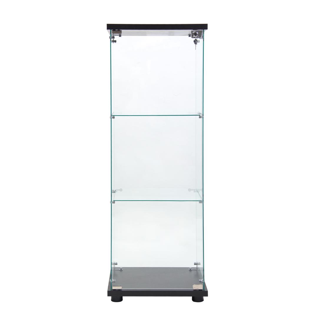 ヒロ【新品】コレクションケース 3段スリム 棚 ブラック ガラス