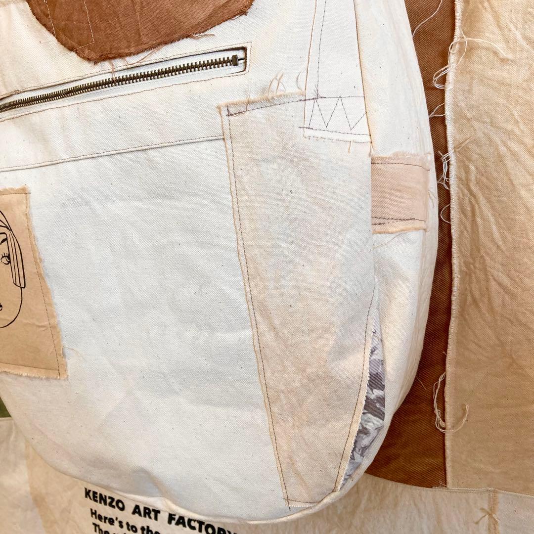 ハンドメイド　ショルダーバック帆布生地　柿渋染め　オリジナルイラスト