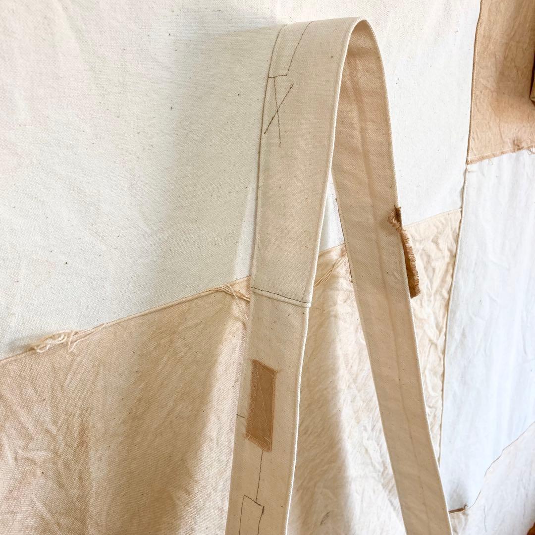 ハンドメイド　ショルダーバック帆布生地　柿渋染め　オリジナルイラスト