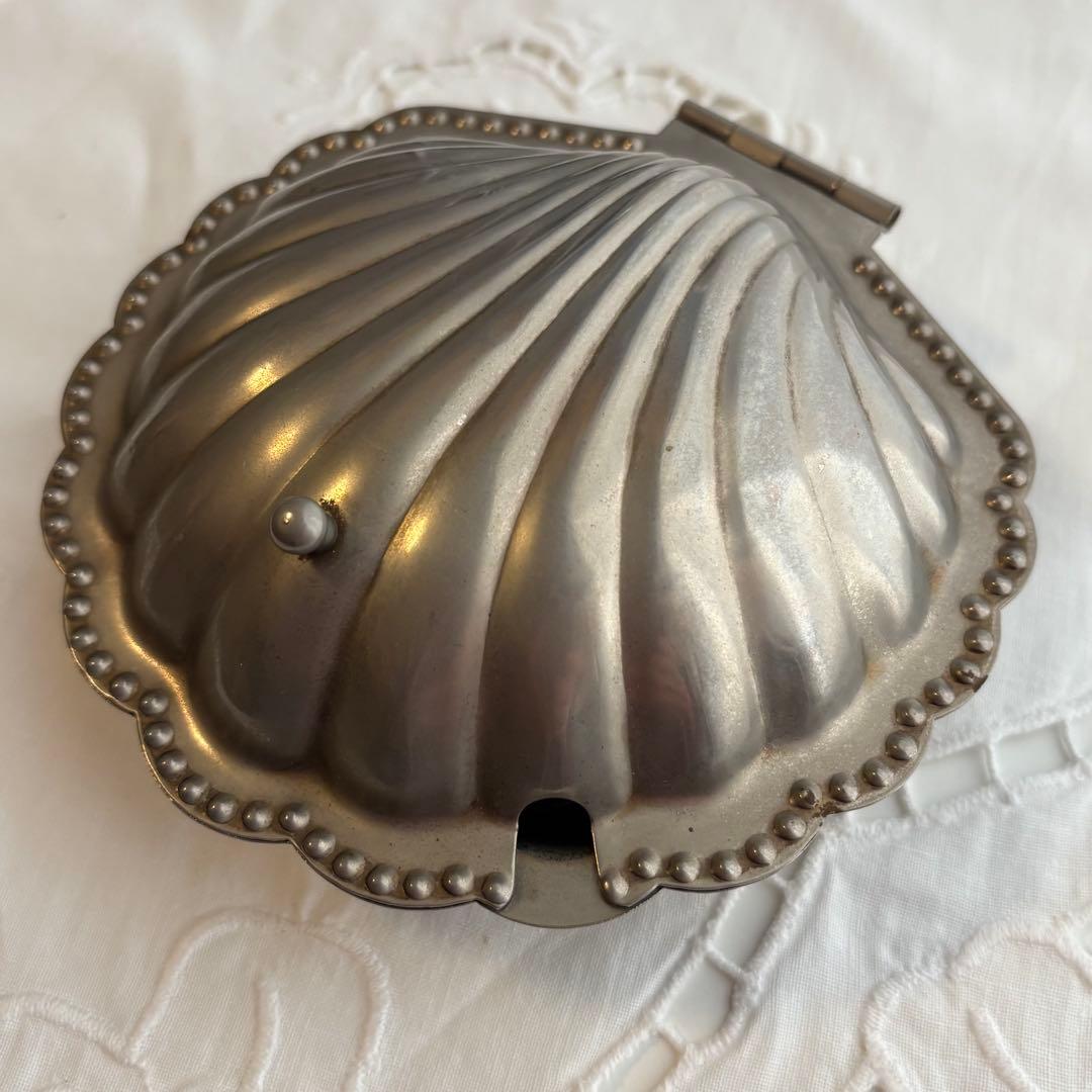 【フランス】バターディッシュ ヴィンテージ シェル 貝 マット ガラスプレート