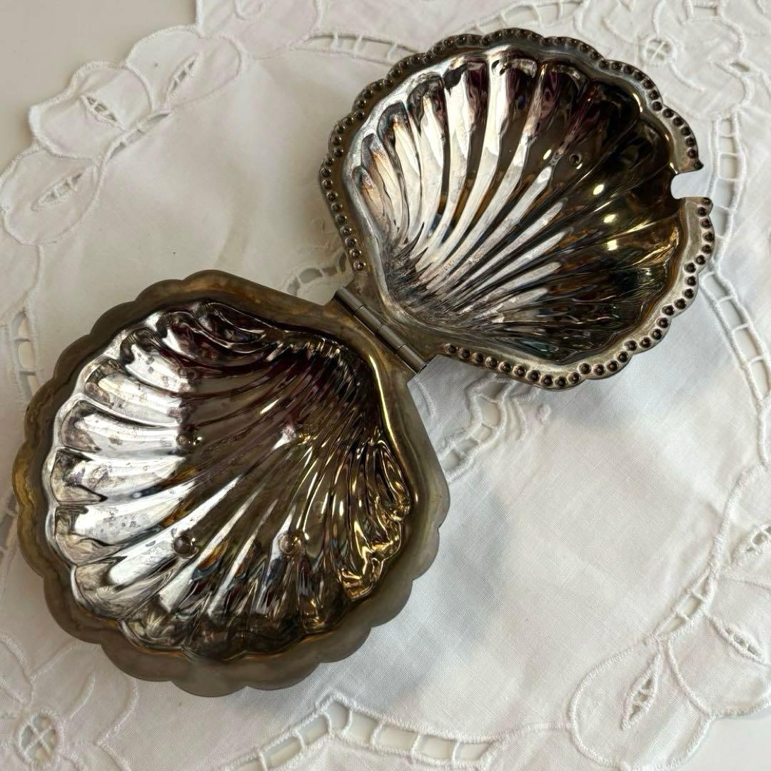 【フランス】バターディッシュ ヴィンテージ シェル 貝 マット ガラスプレート