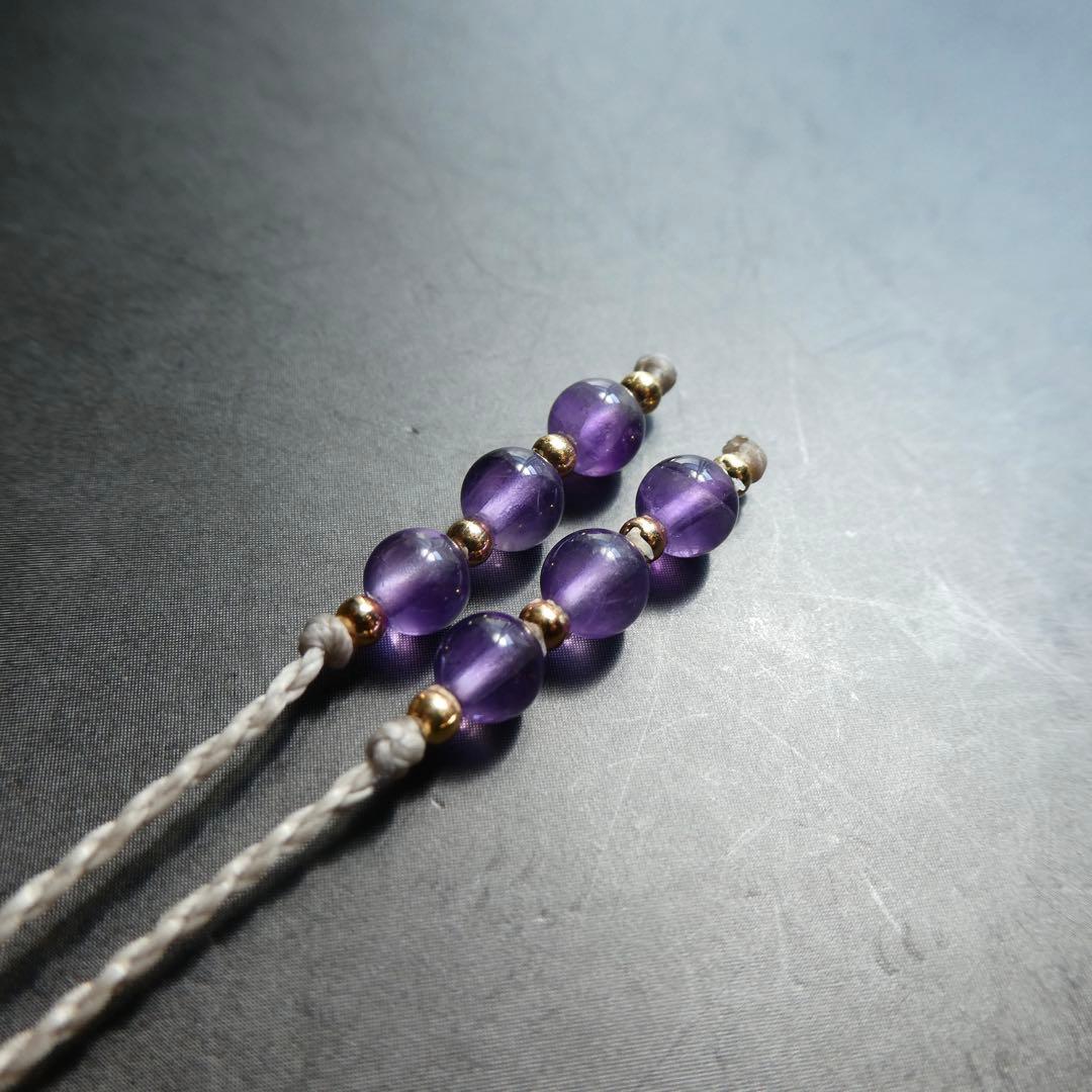 アイオライトサンストーン・レピドライトのマクラメネックレス