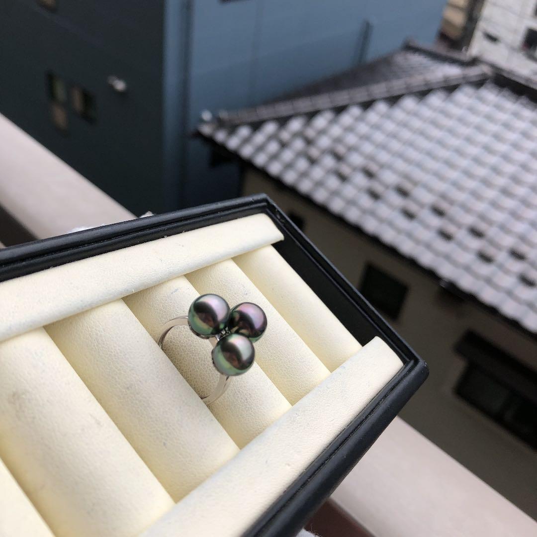 南洋黒蝶真珠　タヒチパール　　タヒチ真珠　リングC