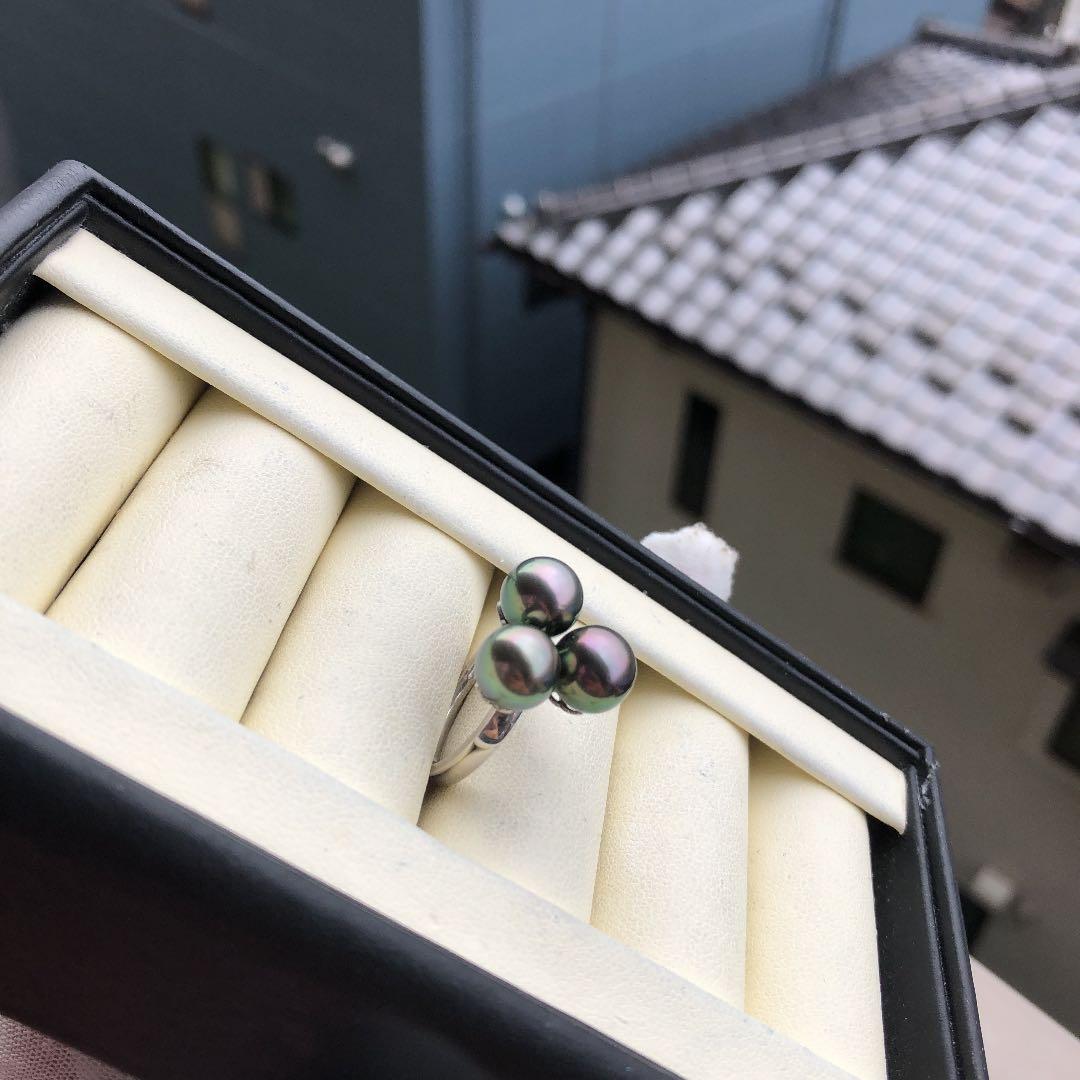南洋黒蝶真珠　タヒチパール　　タヒチ真珠　リングC