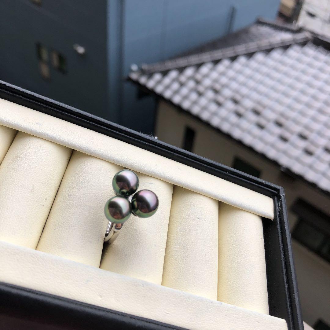 南洋黒蝶真珠　タヒチパール　　タヒチ真珠　リングC