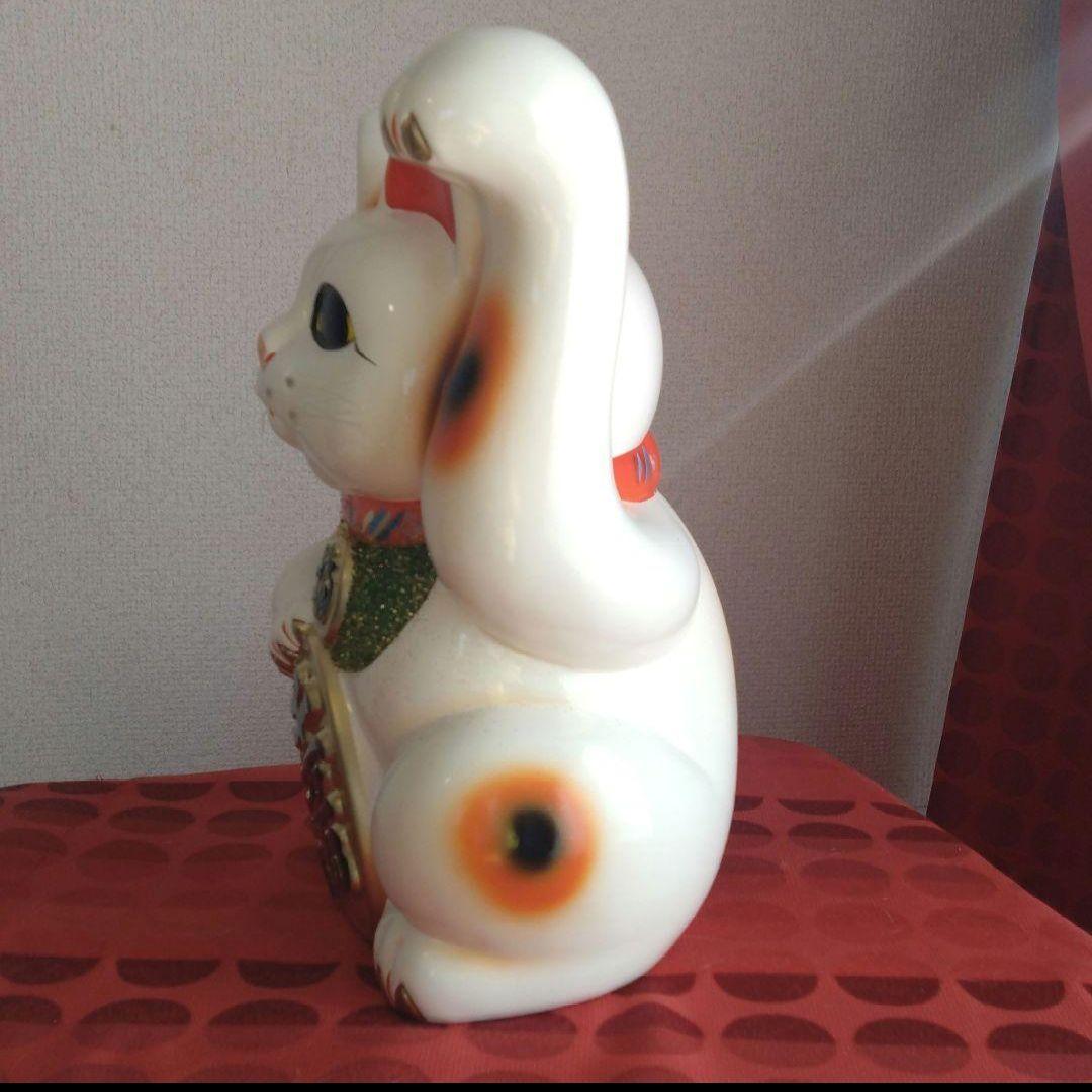 限定値引✨人呼び千客万来招き猫☆白猫左手上げ8号手長・特別製作現品限り