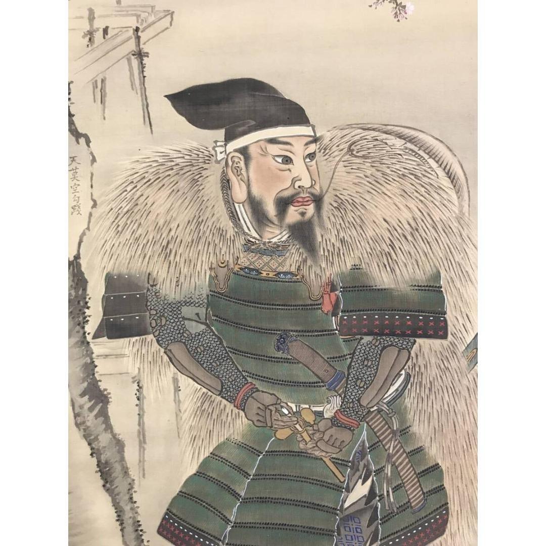 真作/京狩野九代/狩野永朝/児島高徳図/人物図/武者絵/掛軸☆宝船☆AK-970