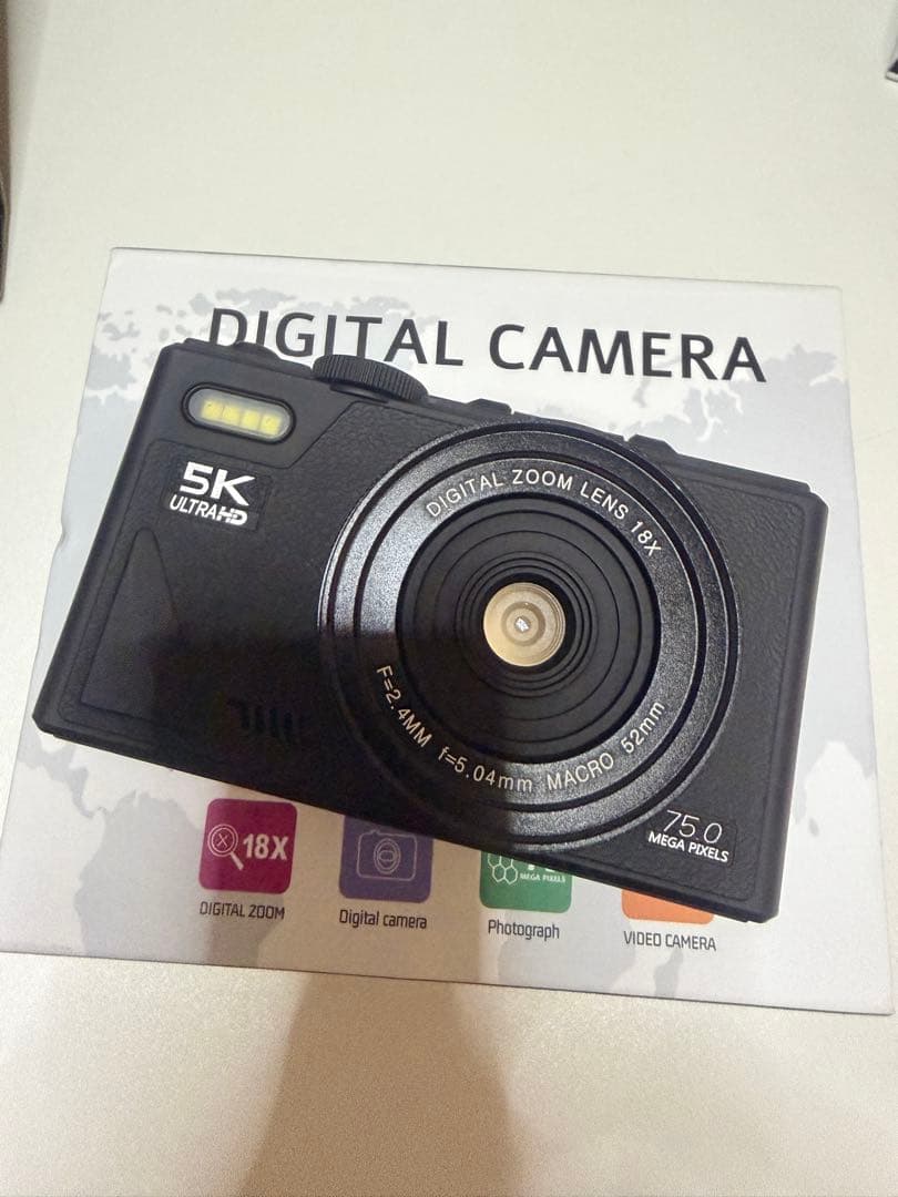 デジカメ デジタルカメラ 5K 7500万画素64GBカード バッテリー2個