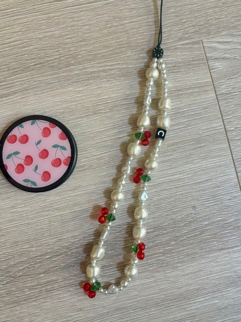 casetify チェリー iPhoneケース グリップスタンド ストラップ