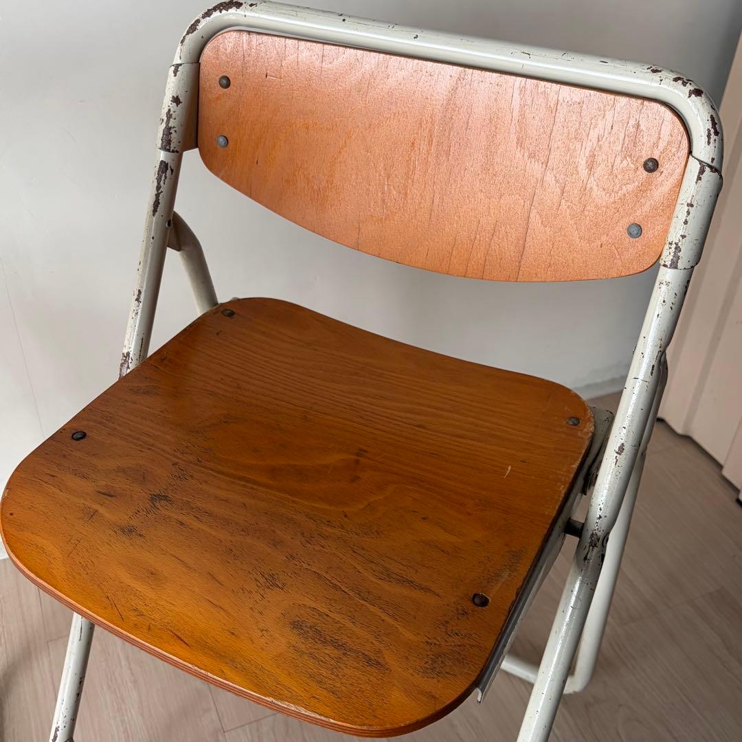 二脚　廃校　スツール　シャビー　折りたたみパイプ椅子　ヴィンテージ　複数あります
