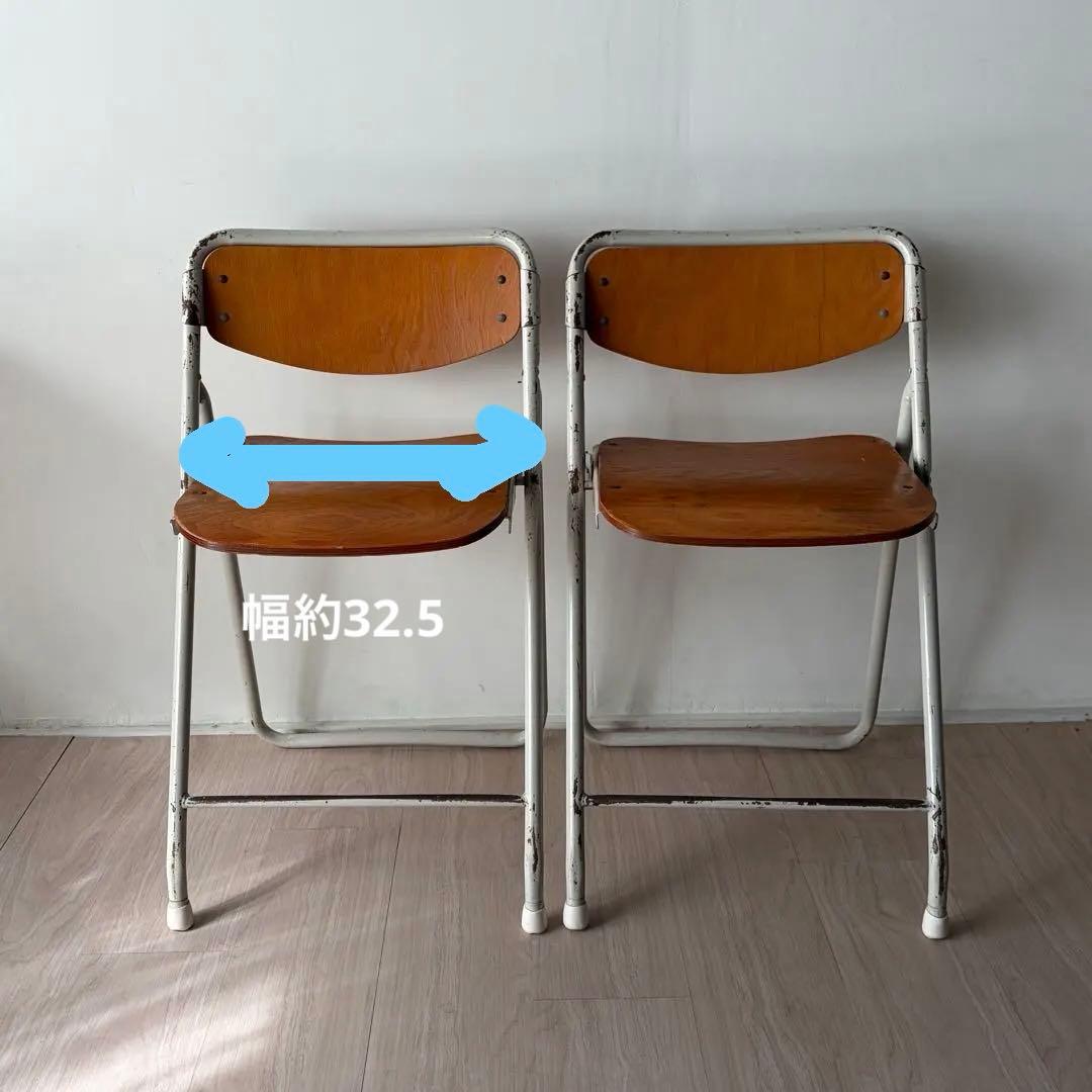 二脚　廃校　スツール　シャビー　折りたたみパイプ椅子　ヴィンテージ　複数あります