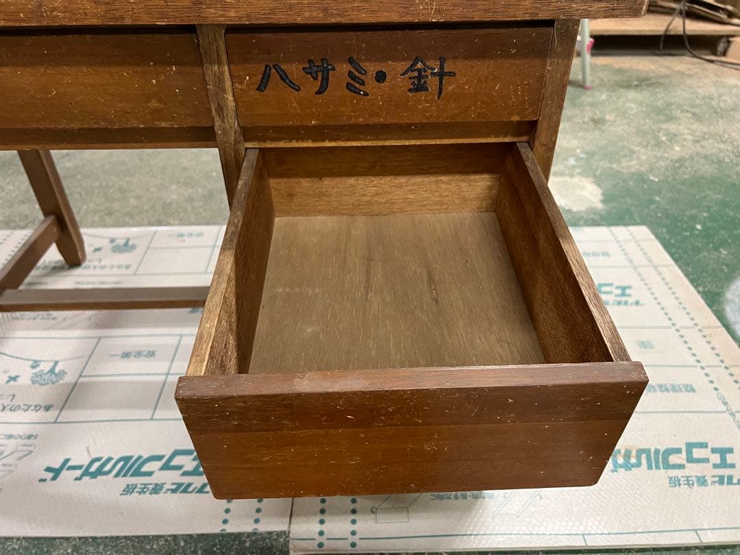 木製レトロ机　昭和　ビンテージ　片袖机