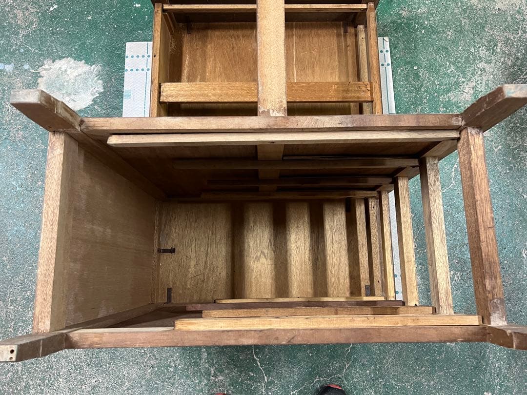 木製レトロ机　昭和　ビンテージ　片袖机