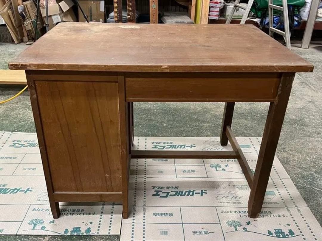 木製レトロ机　昭和　ビンテージ　片袖机