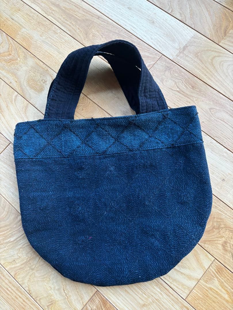 古布　藍染　庄内刺し子のバッグ　リメイク