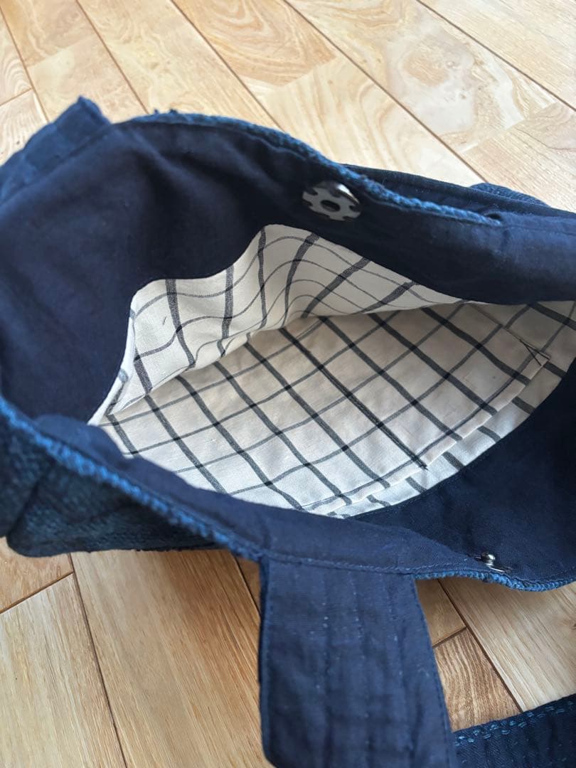 古布　藍染　庄内刺し子のバッグ　リメイク