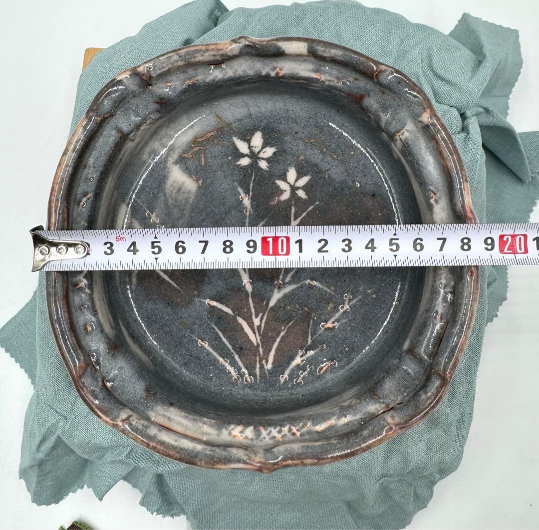 130献上窯元　陽山窯　三代水野雅之　鼡志野　鉢　未使用品　共箱　共布