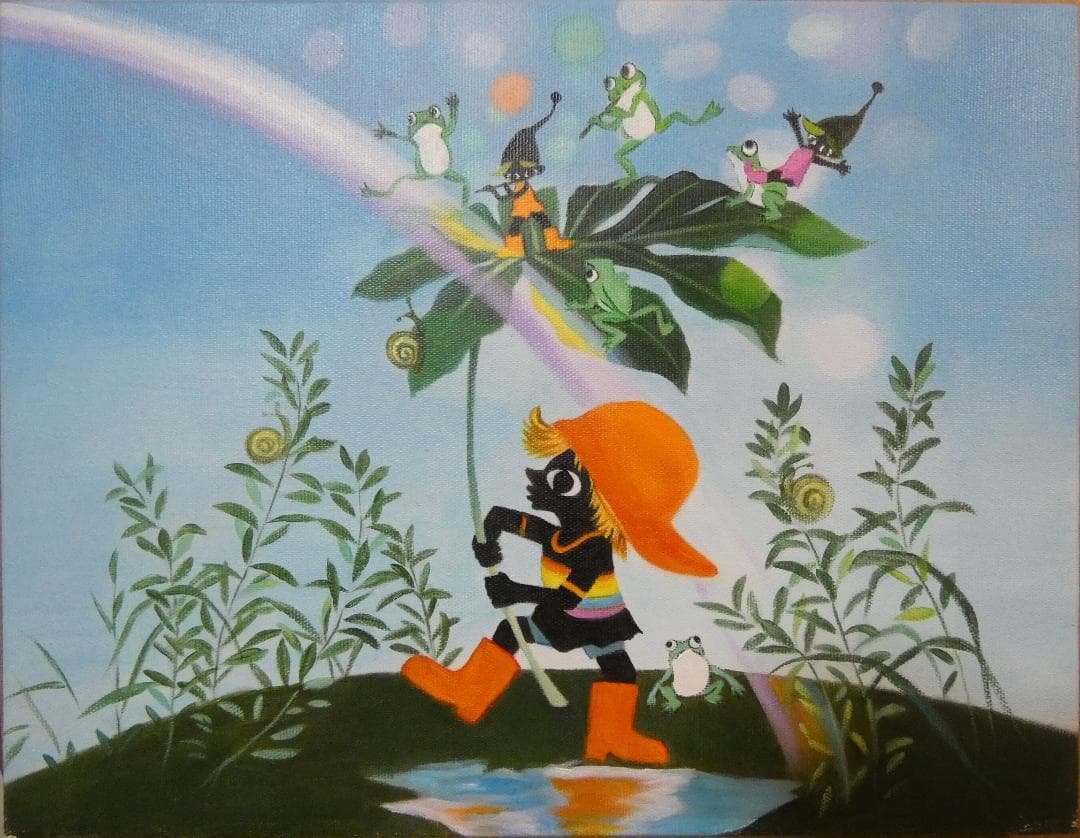 絵画 風景 藤城清治「風景」 サイン 額装済み 肉筆手描き F6