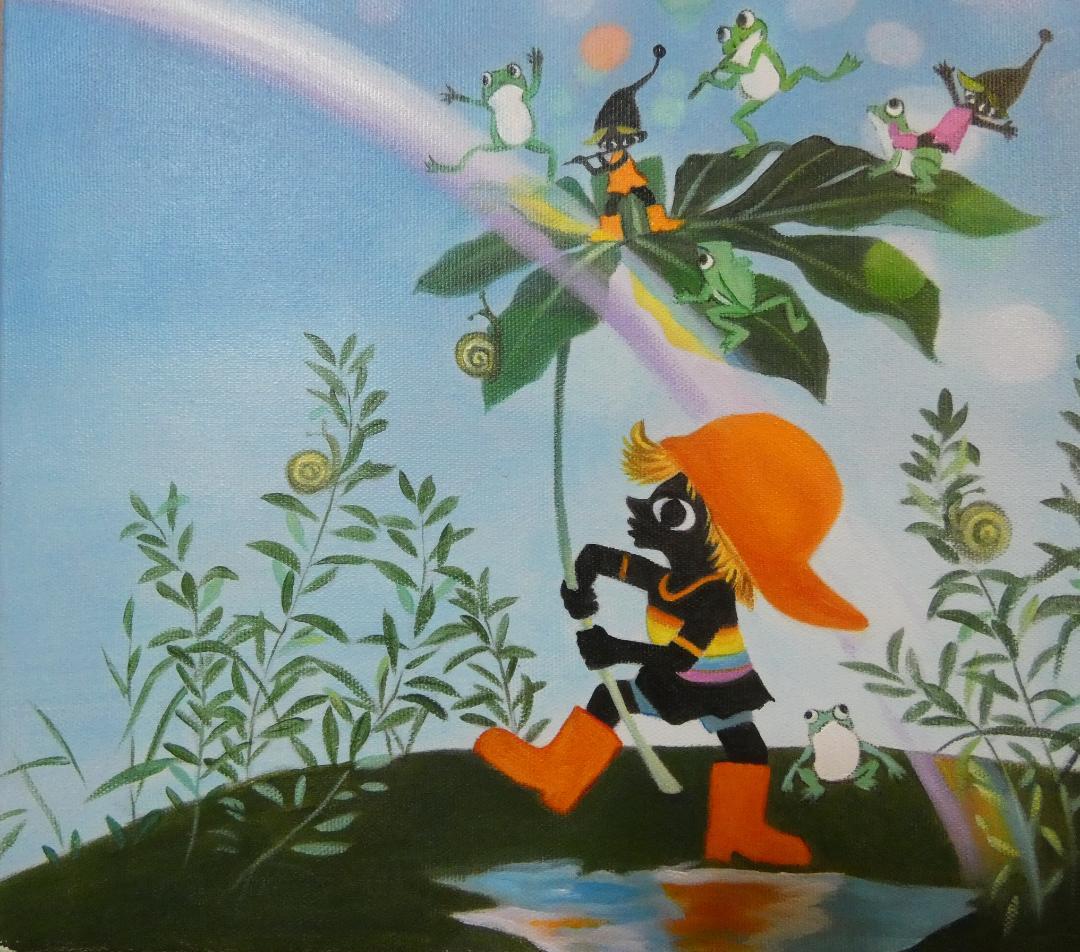 絵画 風景 藤城清治「風景」 サイン 額装済み 肉筆手描き F6