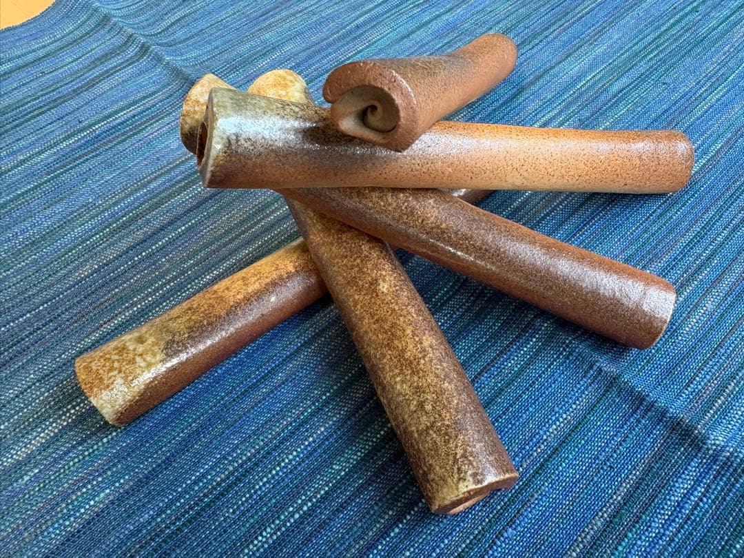 家庭画報掲載陶芸家作　信楽焼　登窯　焼締　カトラリーレスト　５点セット