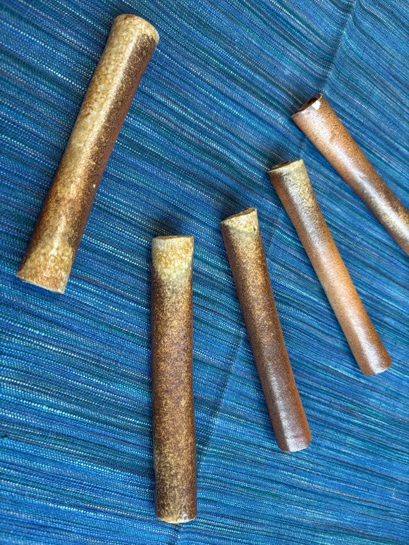 家庭画報掲載陶芸家作　信楽焼　登窯　焼締　カトラリーレスト　５点セット