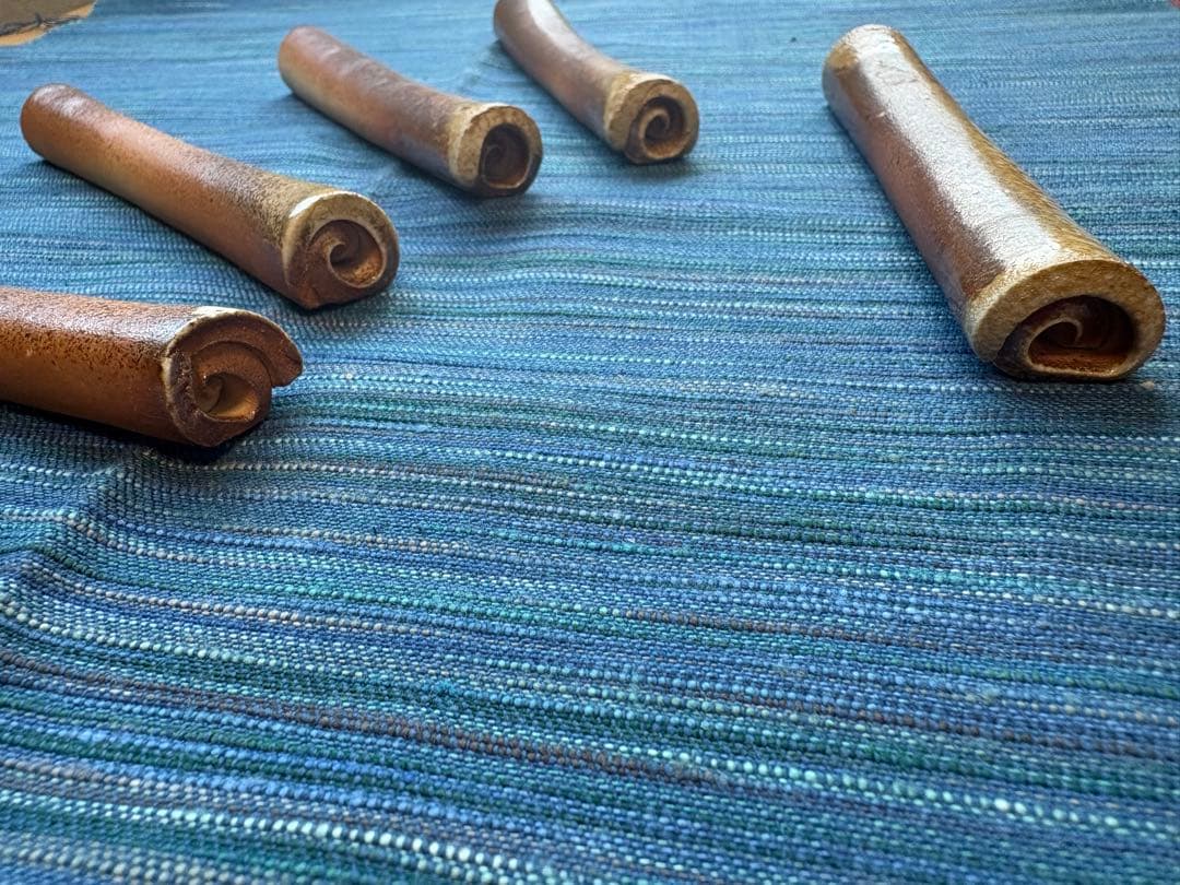 家庭画報掲載陶芸家作　信楽焼　登窯　焼締　カトラリーレスト　５点セット