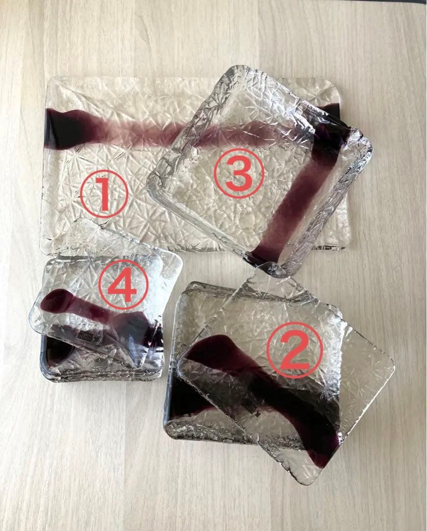 【未使用】クラタクラフトグラス　　ガラス皿　菓子皿　銘々皿　大皿　セット　12枚