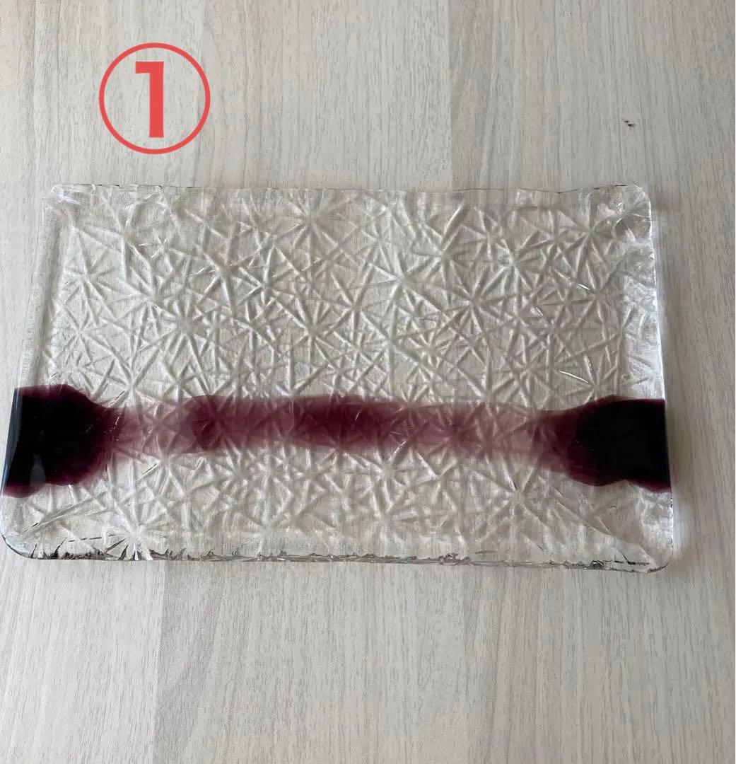 【未使用】クラタクラフトグラス　　ガラス皿　菓子皿　銘々皿　大皿　セット　12枚