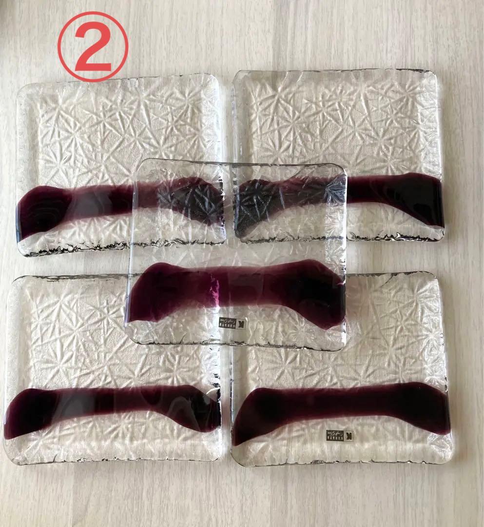 【未使用】クラタクラフトグラス　　ガラス皿　菓子皿　銘々皿　大皿　セット　12枚