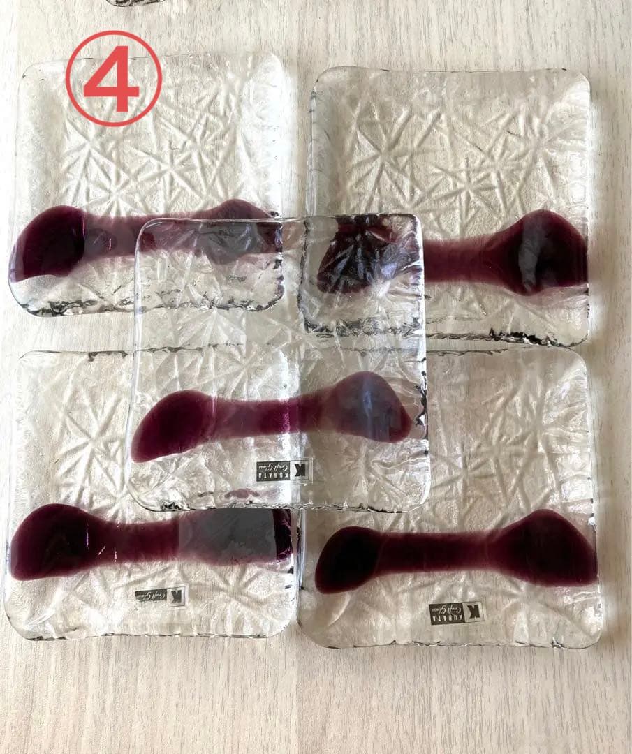 【未使用】クラタクラフトグラス　　ガラス皿　菓子皿　銘々皿　大皿　セット　12枚